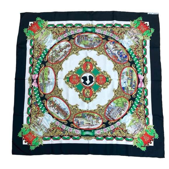 HERMES Authentic Vintage Black Silk Scarf - Picture 4 of 4